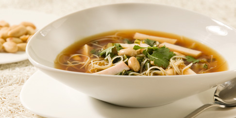 Noodle soup with peanuts